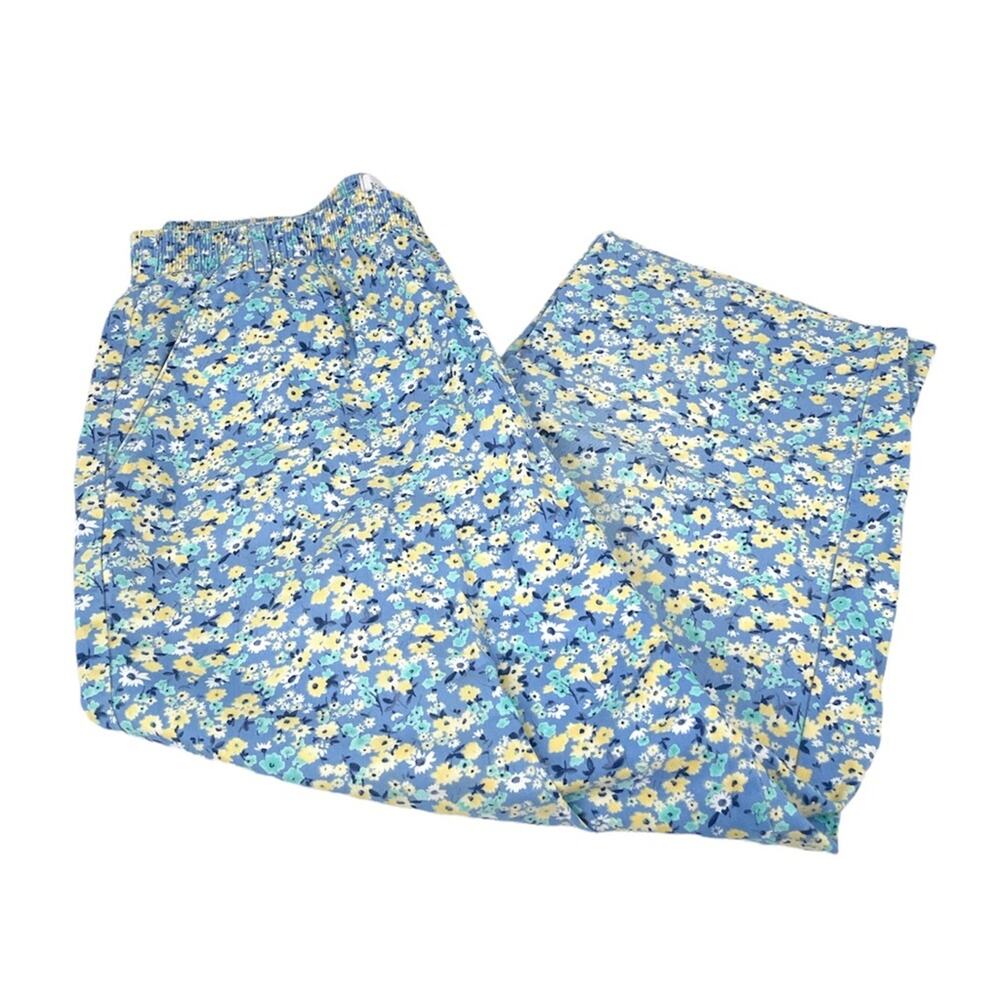 Koret Francisca Cropped Floral Pants Vintage Blue Yellow Size 12